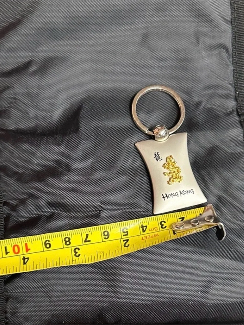 Hong Kong Gold Dragon Stainless Steel Keychain - Silver